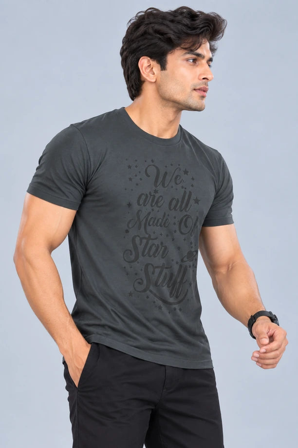 Men Printed Regular Fit Round Neck T-Shirt