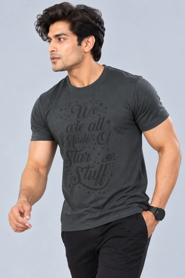 Men Printed Regular Fit Round Neck T-Shirt