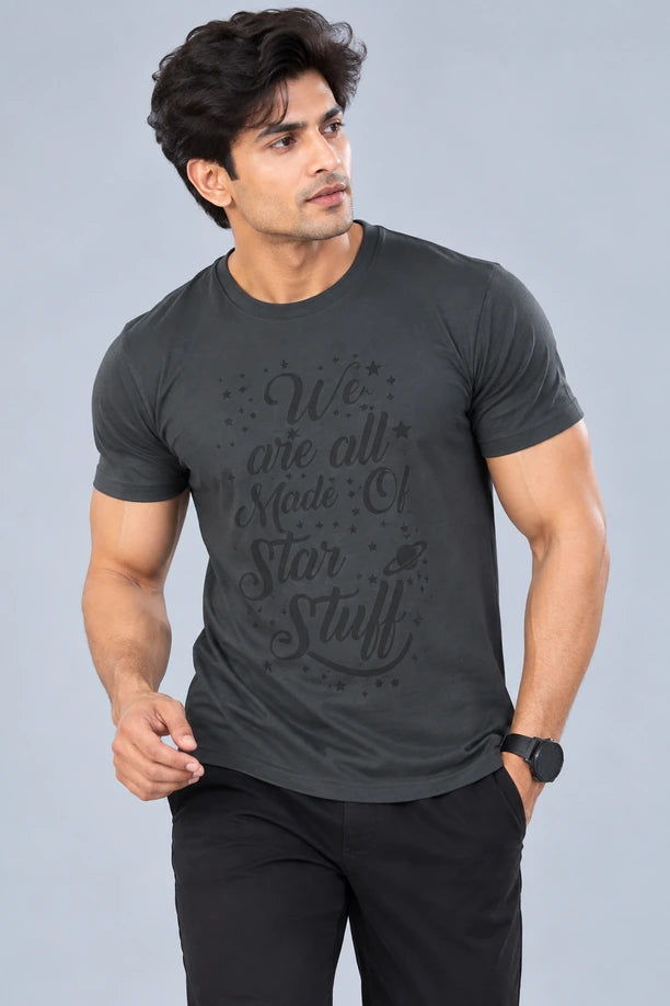 Men Printed Regular Fit Round Neck T-Shirt