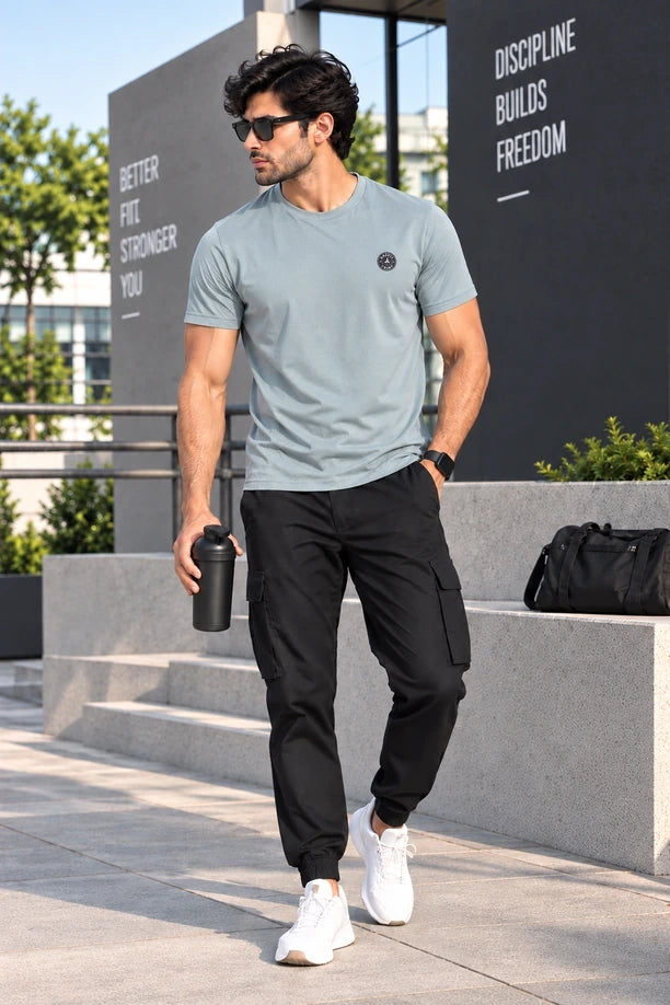 Men Slim Fit Crew Neck Tee