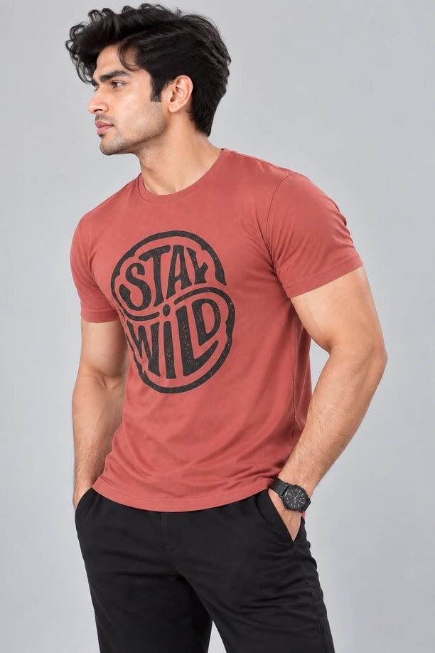 Men Printed Regular Fit Round Neck T-Shirt