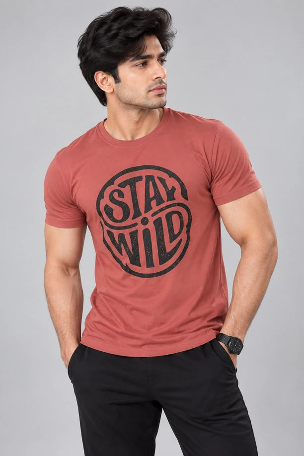 Men Printed Regular Fit Round Neck T-Shirt