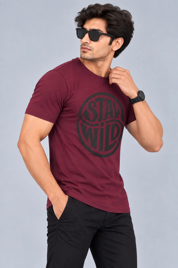 Men Printed Regular Fit Round Neck T-Shirt