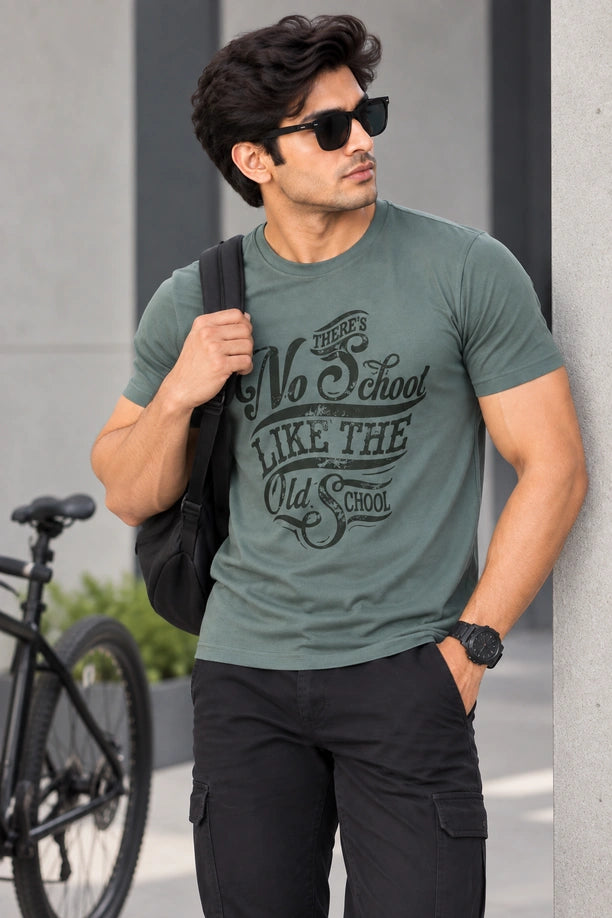 Men Printed Regular Fit Round Neck T-Shirt