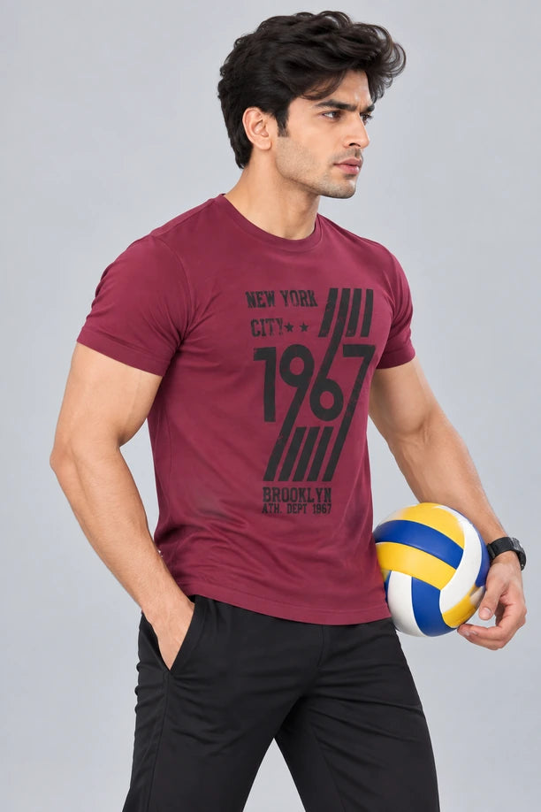 Men Printed Regular Fit Round Neck T-Shirt