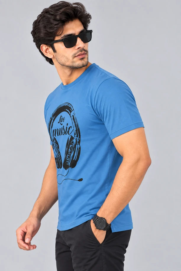 Men Printed Regular Fit Round Neck T-Shirt