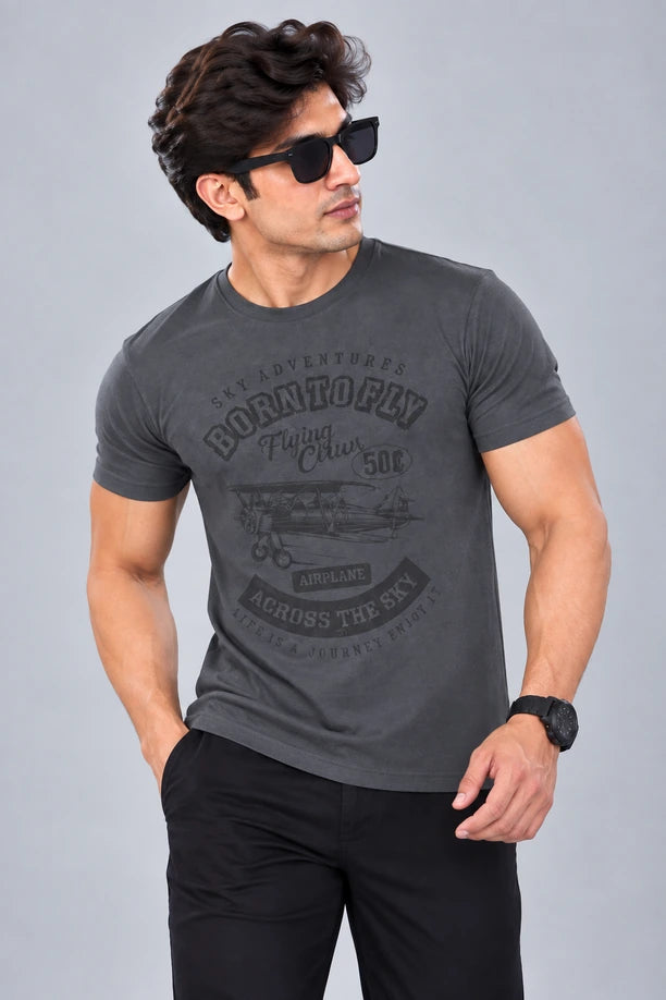 Men Printed Regular Fit Round Neck T-Shirt