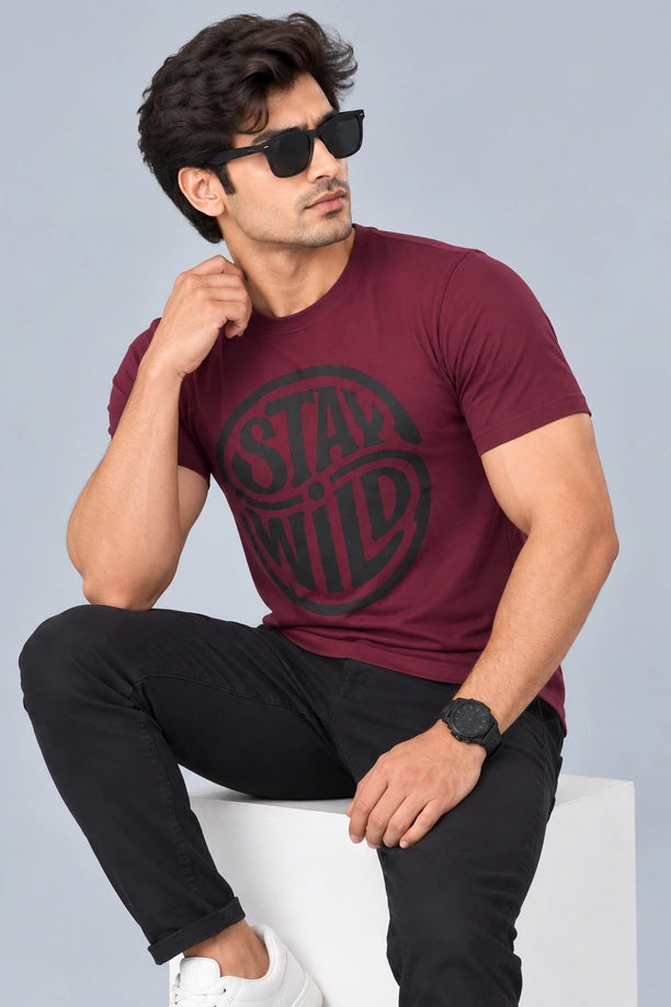Men Printed Regular Fit Round Neck T-Shirt