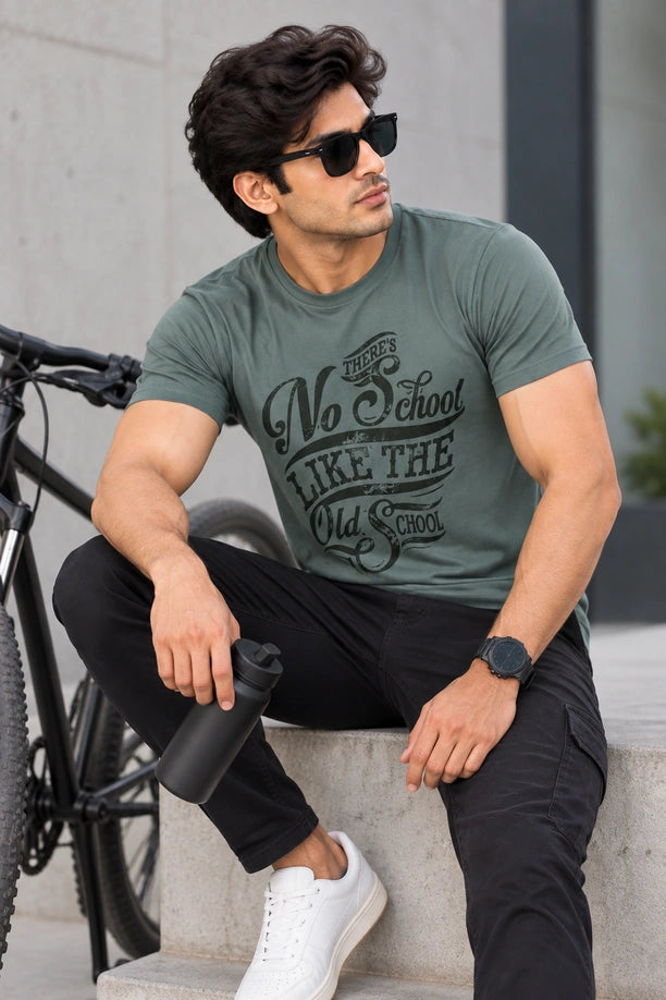 Men Printed Regular Fit Round Neck T-Shirt
