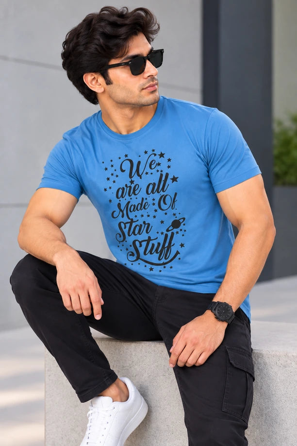 Men Printed Regular Fit Round Neck T-Shirt