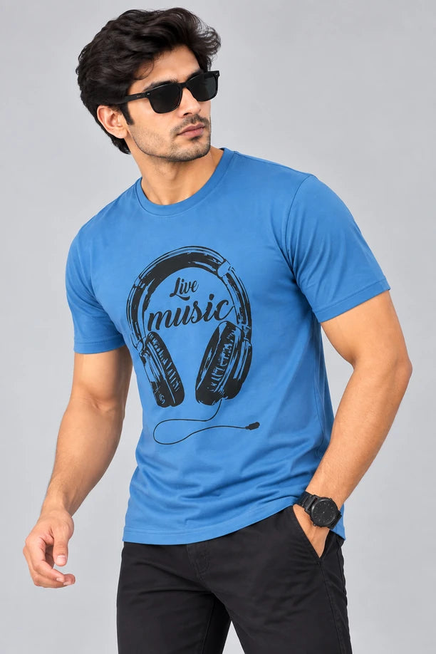 Men Printed Regular Fit Round Neck T-Shirt