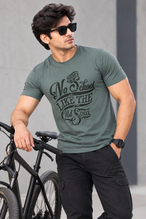 Men Printed Regular Fit Round Neck T-Shirt