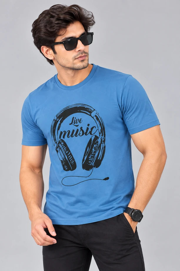 Men Printed Regular Fit Round Neck T-Shirt