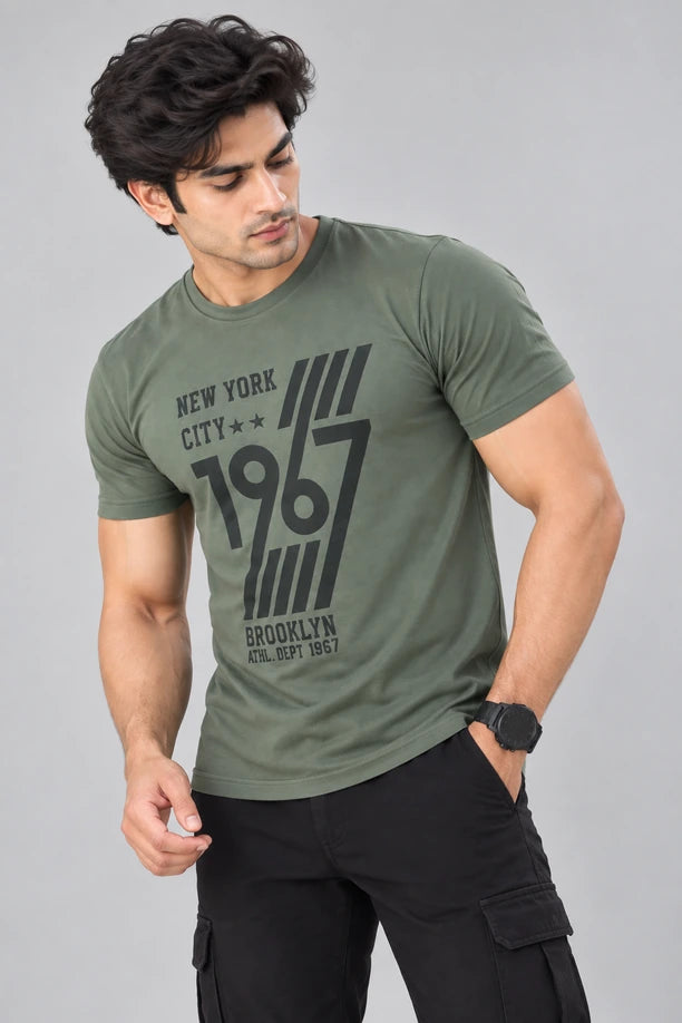 Men Printed Regular Fit Round Neck T-Shirt