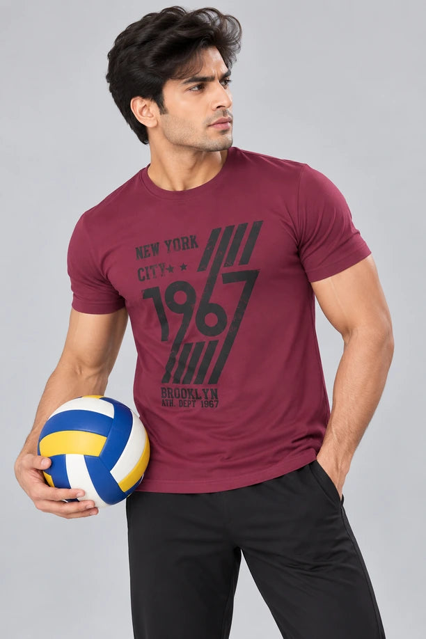 Men Printed Regular Fit Round Neck T-Shirt