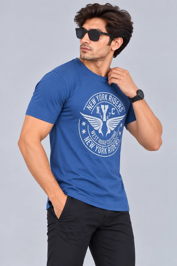 Men Printed Regular Fit Round Neck T-Shirt