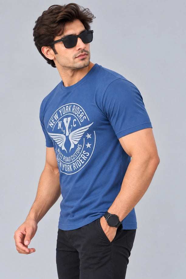 Men Printed Regular Fit Round Neck T-Shirt