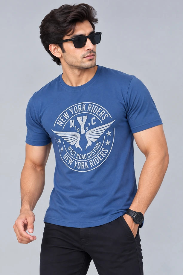 Men Printed Regular Fit Round Neck T-Shirt