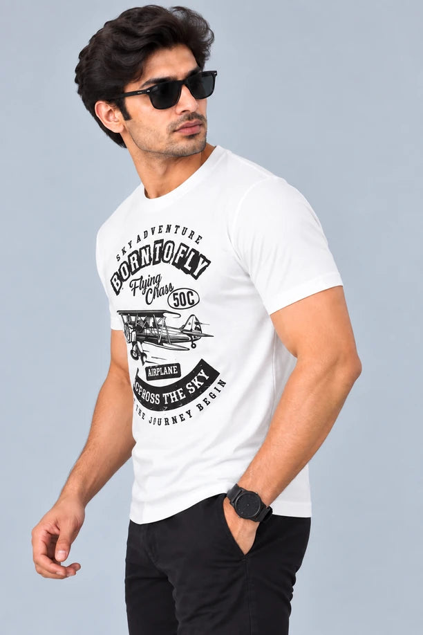 Men Printed Regular Fit Round Neck T-Shirt