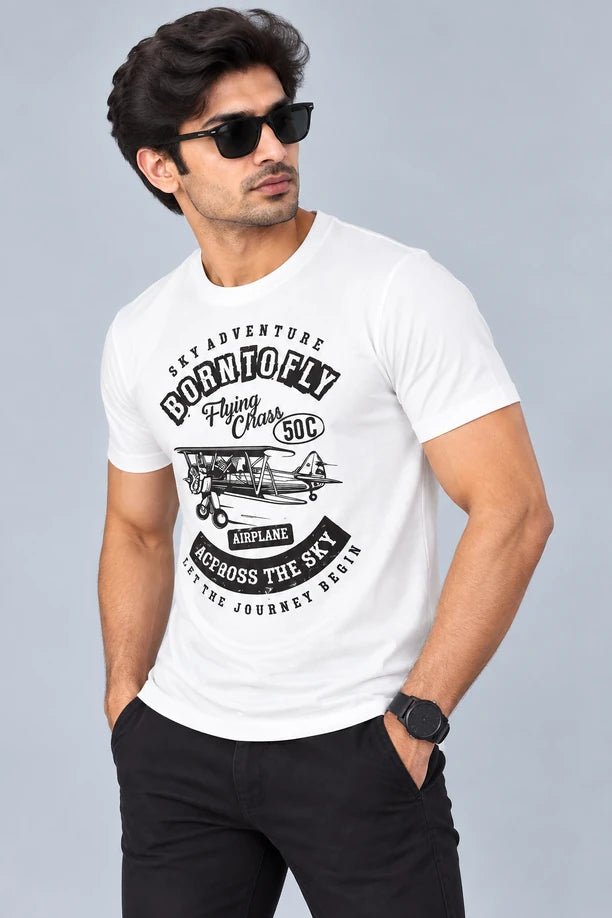 Men Printed Regular Fit Round Neck T-Shirt
