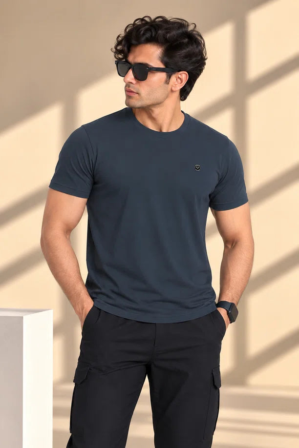 Men Slim Fit Crew Neck Tee