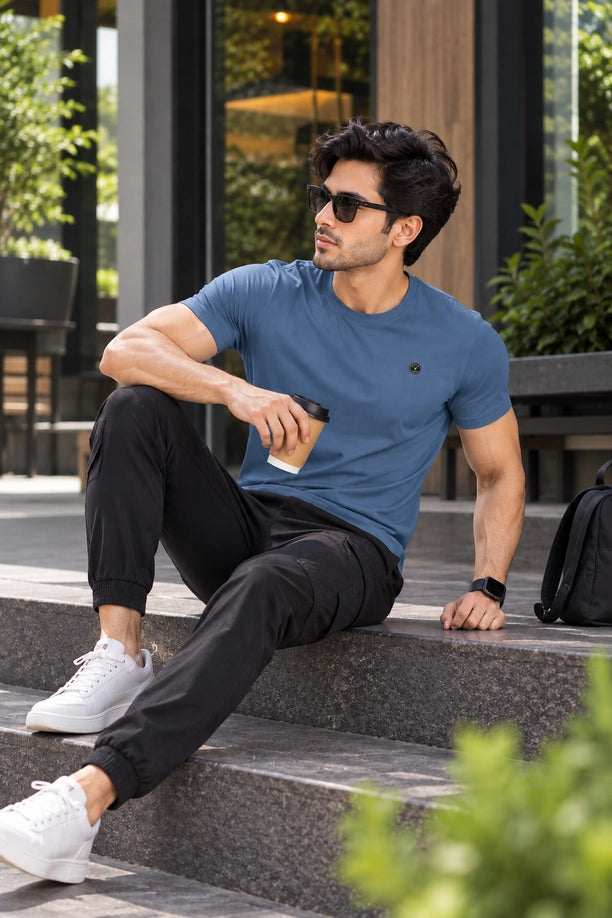 Men Slim Fit Crew Neck Tee