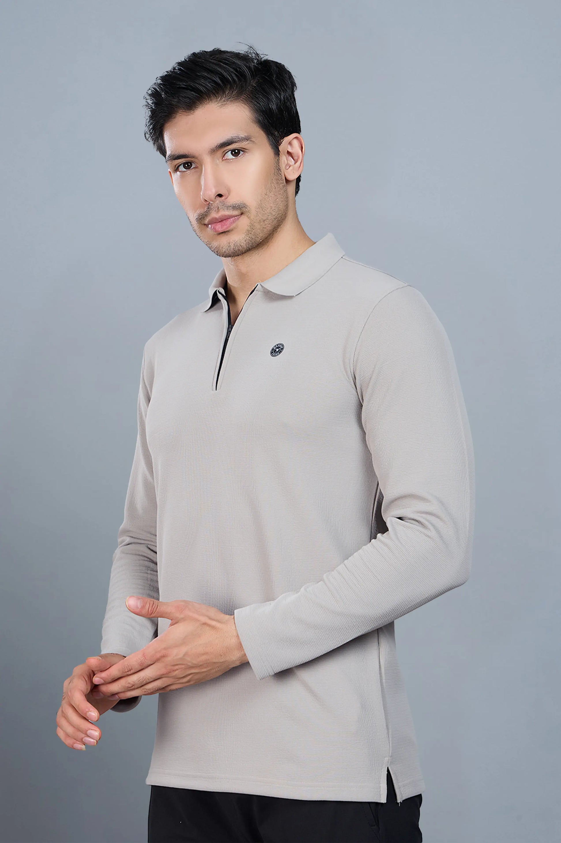 TANGY FULL SLEEVE TSHIRT - LIGHT GREY