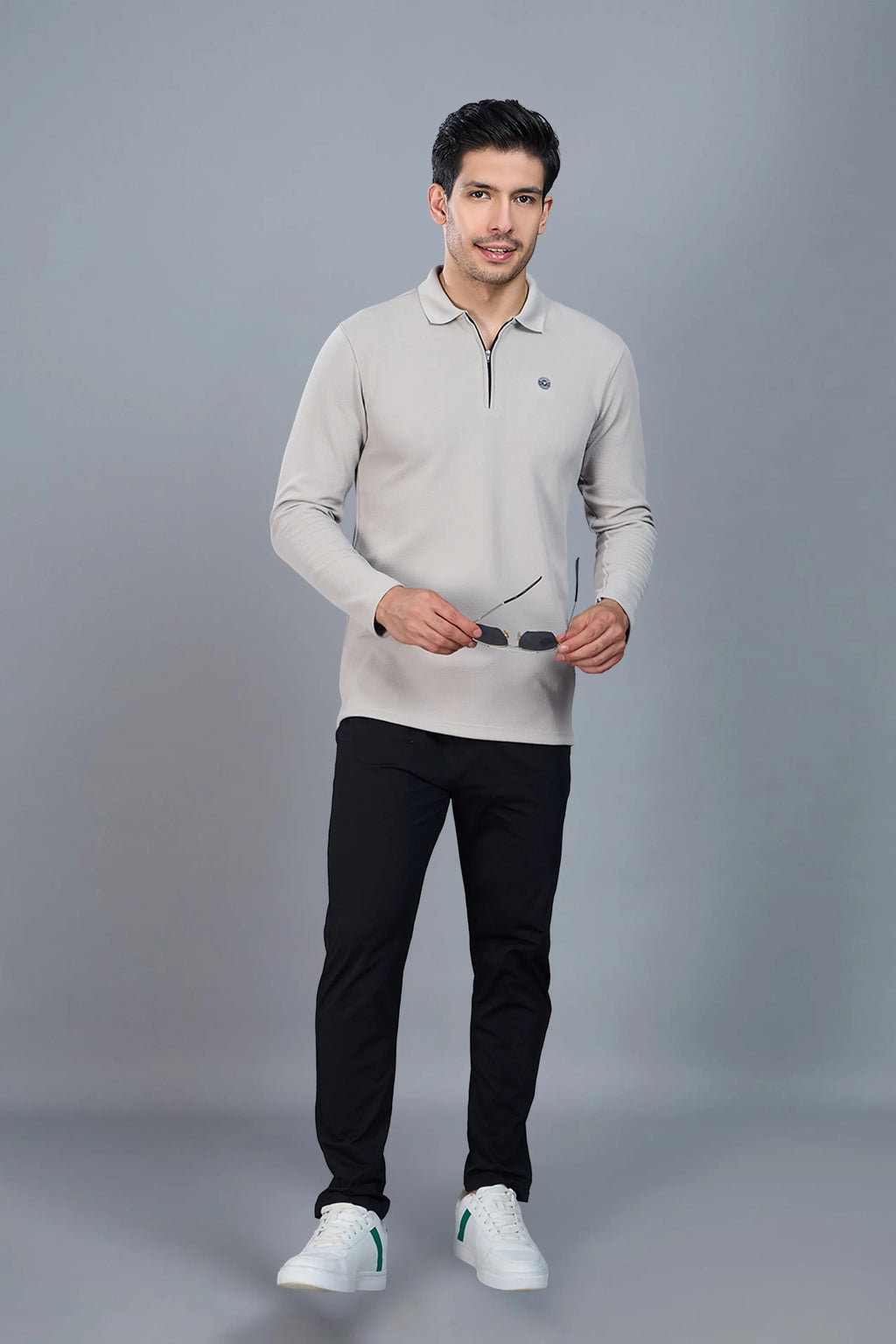 TANGY FULL SLEEVE TSHIRT - LIGHT GREY