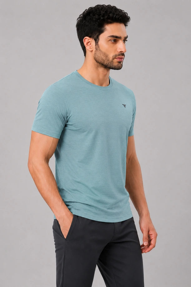 MILANGE ROUND NECK TEE | SEA BLUE