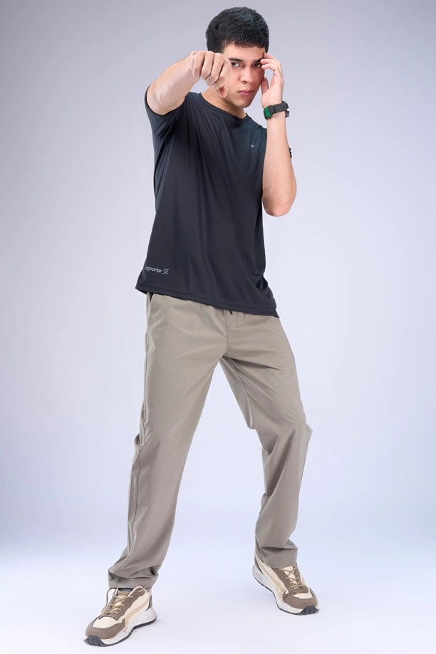 Men Solid Regular Fit Track Pants with Action