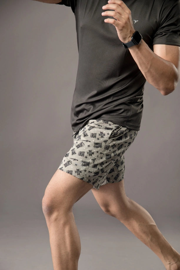 Men Printed Regular Fit Active Shorts with Funky
