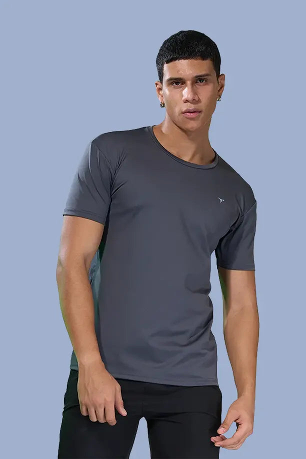 BUTTER LYCRA R-NECK T-SHIRT - DARK GREY