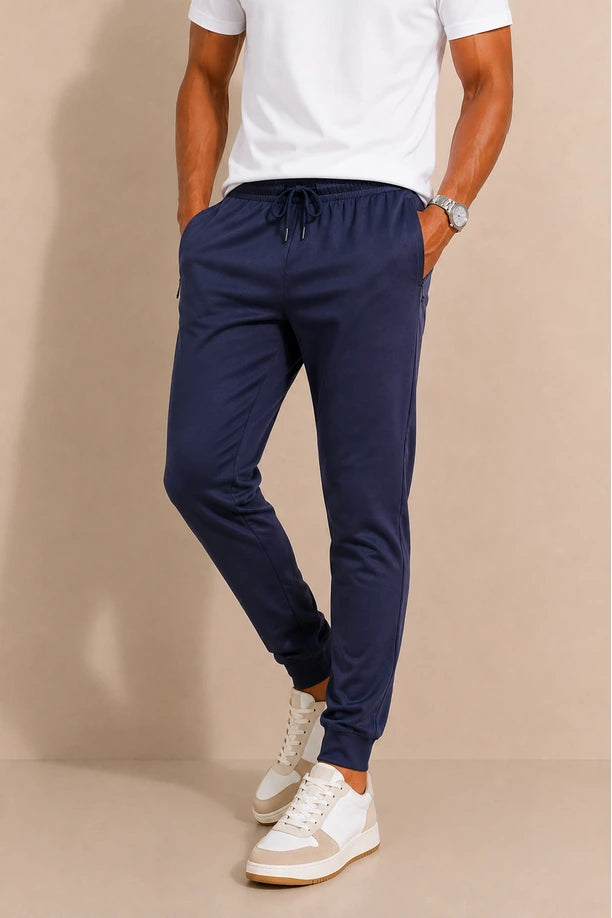 Men Cotton Zip Pocket Joggers with DRI FIT