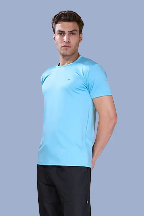 BUTTER LYCRA R-NECK T-SHIRT - SKY BLUE