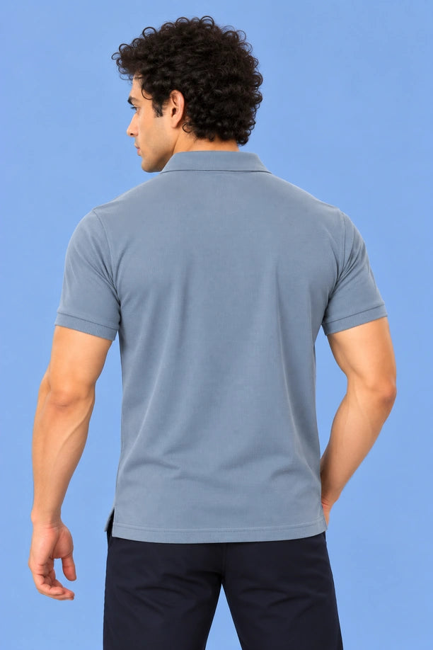 Men Slim Fit Polo T-Shirt with MATTY