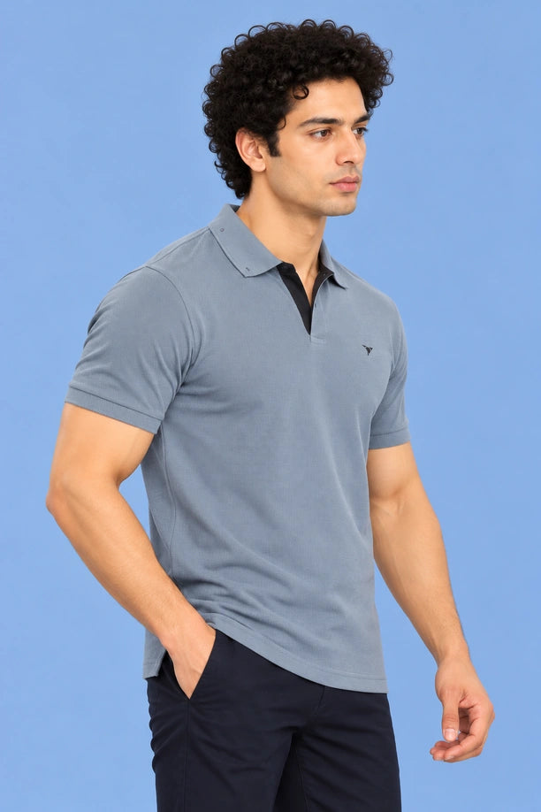 Men Slim Fit Polo T-Shirt with MATTY
