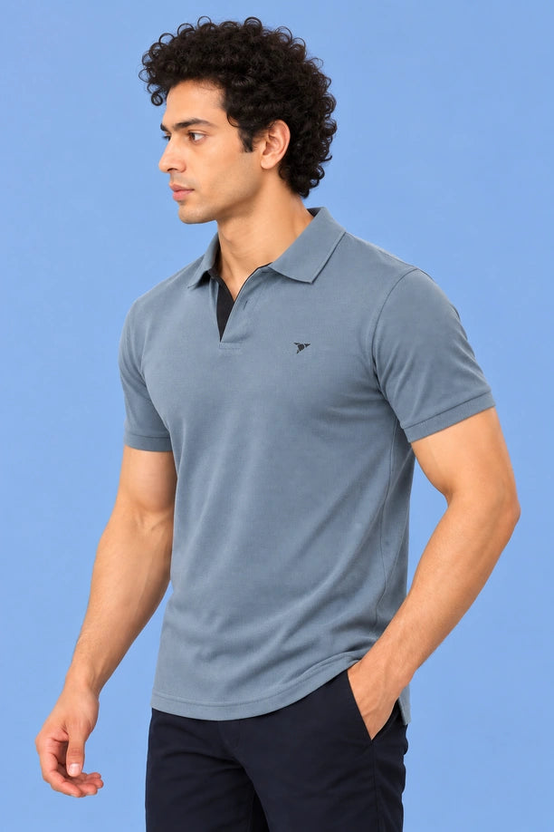 Men Slim Fit Polo T-Shirt with MATTY