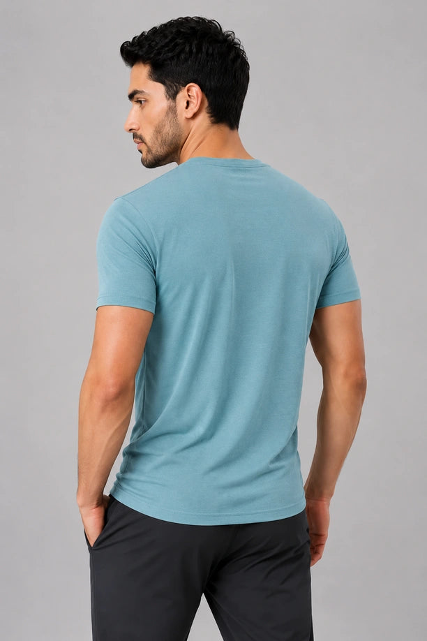 MILANGE ROUND NECK TEE | SEA BLUE