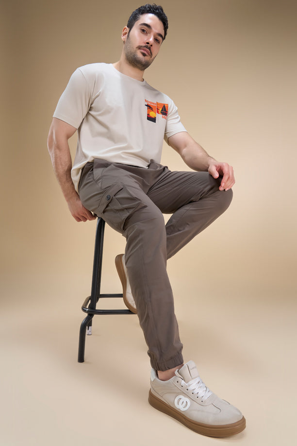 Men Cotex Regular Fit 2-Way Stretch Cargo Pants with Safari