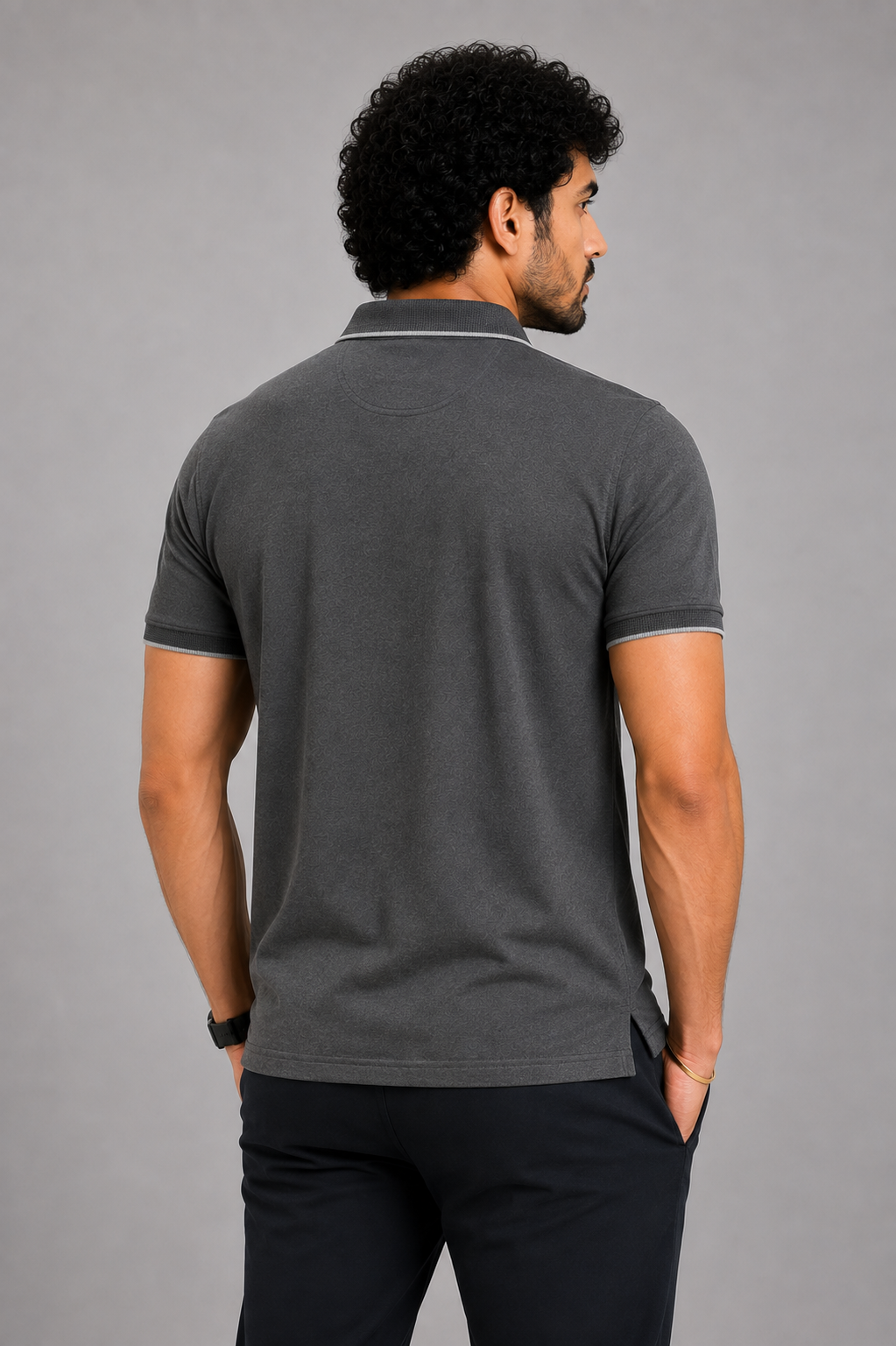 CLASSIC COTTON T-SHIRT - MELANGE BLACK