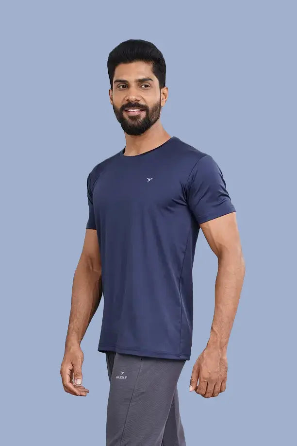 BUTTER LYCRA R-NECK T-SHIRT - AIR FORCE BLUE