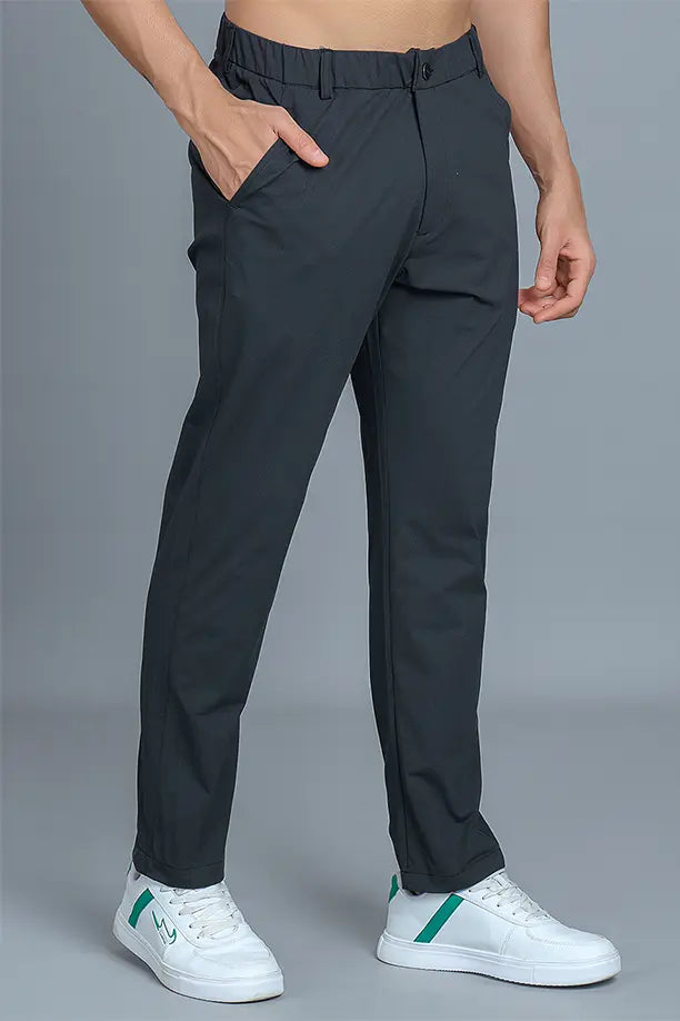 Men Solid Formal Stretch Pants with ULTMATE
