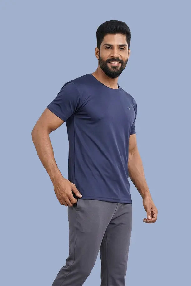 BUTTER LYCRA R-NECK T-SHIRT - AIR FORCE BLUE