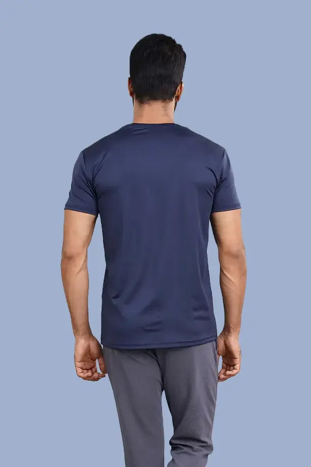 BUTTER LYCRA R-NECK T-SHIRT - AIR FORCE BLUE