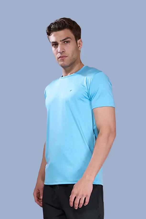 BUTTER LYCRA R-NECK T-SHIRT - SKY BLUE