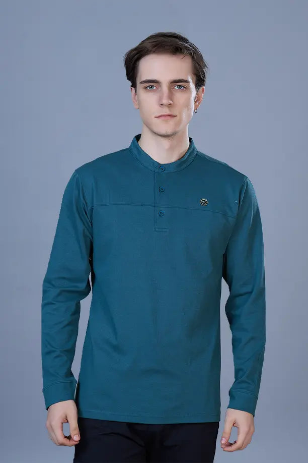 ATLAS FULL SLEEVES T-SHIRT - TEAL BLUE