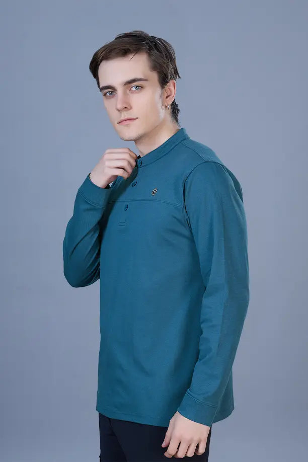 ATLAS FULL SLEEVES T-SHIRT - TEAL BLUE