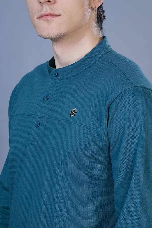 ATLAS FULL SLEEVES T-SHIRT - TEAL BLUE