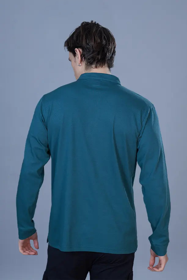 ATLAS FULL SLEEVES T-SHIRT - TEAL BLUE