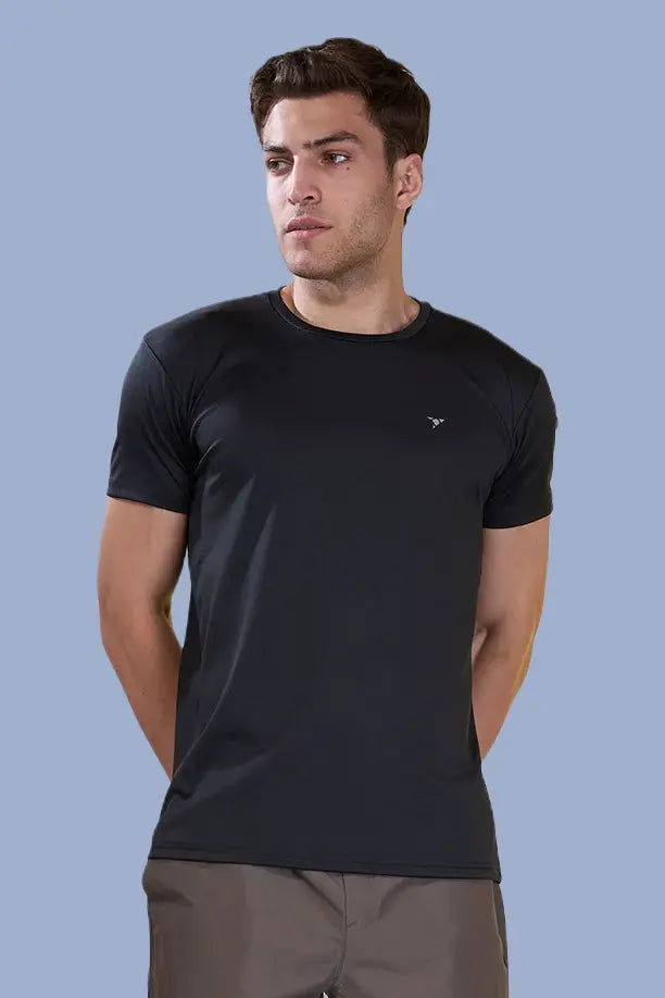 BUTTER LYCRA R-NECK T-SHIRT - BLACK